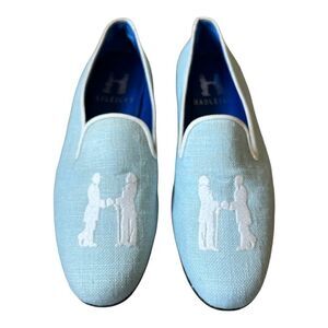 Hadleigh's Linen Embroidered Slippers Loafers